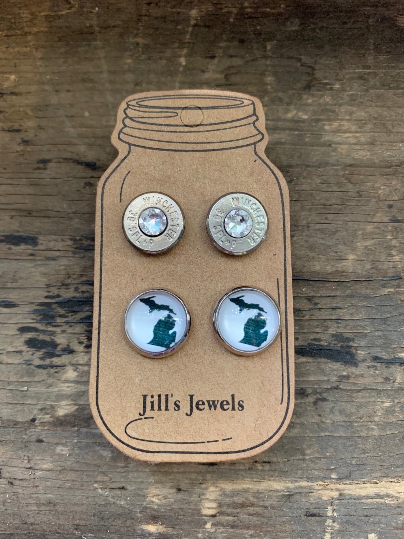 Blue Michigan and 38 Special bullet earring set - Jill's Jewels | Unique, Handcrafted, Trendy, And Fun Jewelry