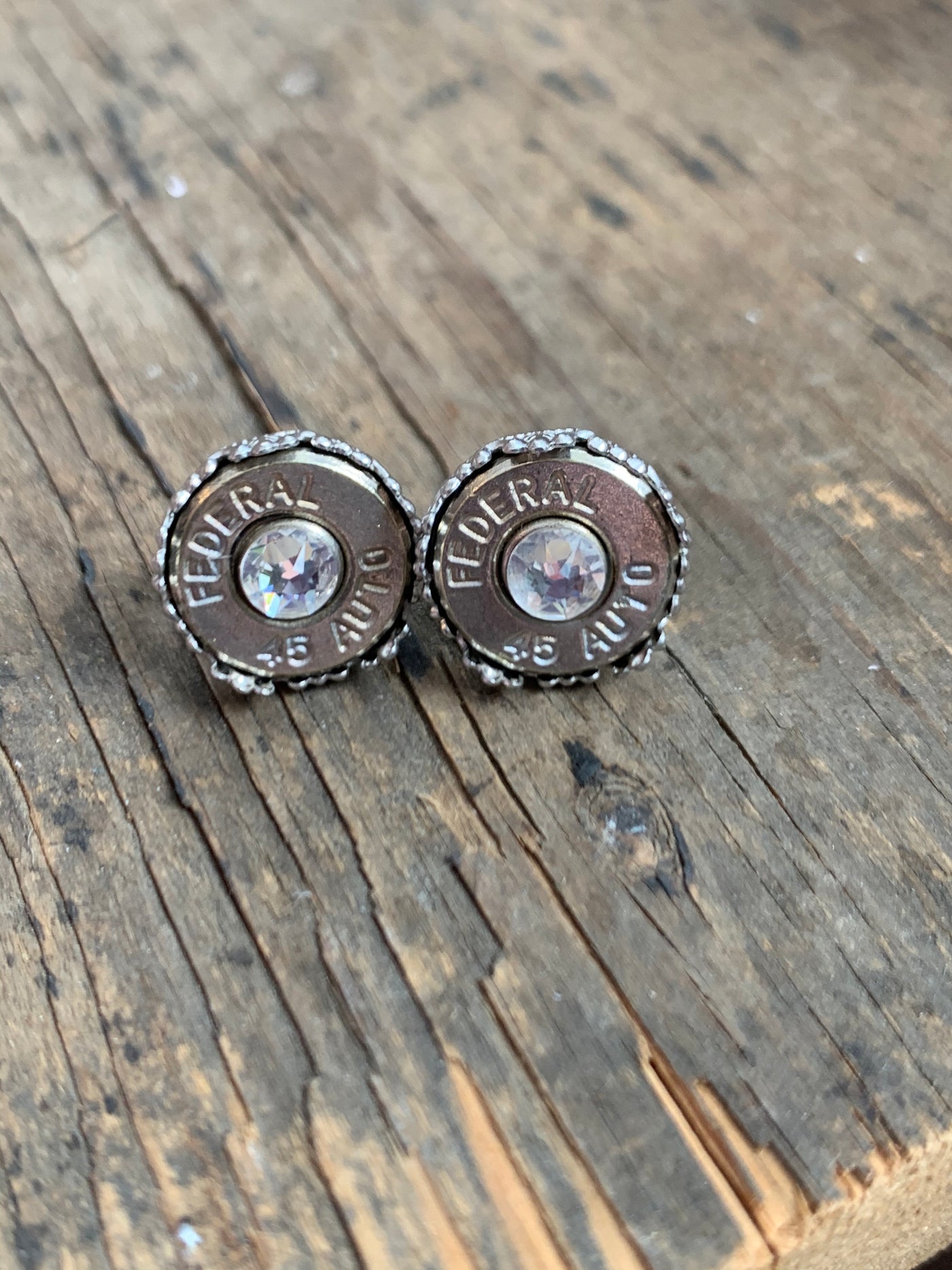 Silver Crown 45 Auto Bullet Earrings - Jill's Jewels | Unique, Handcrafted, Trendy, And Fun Jewelry