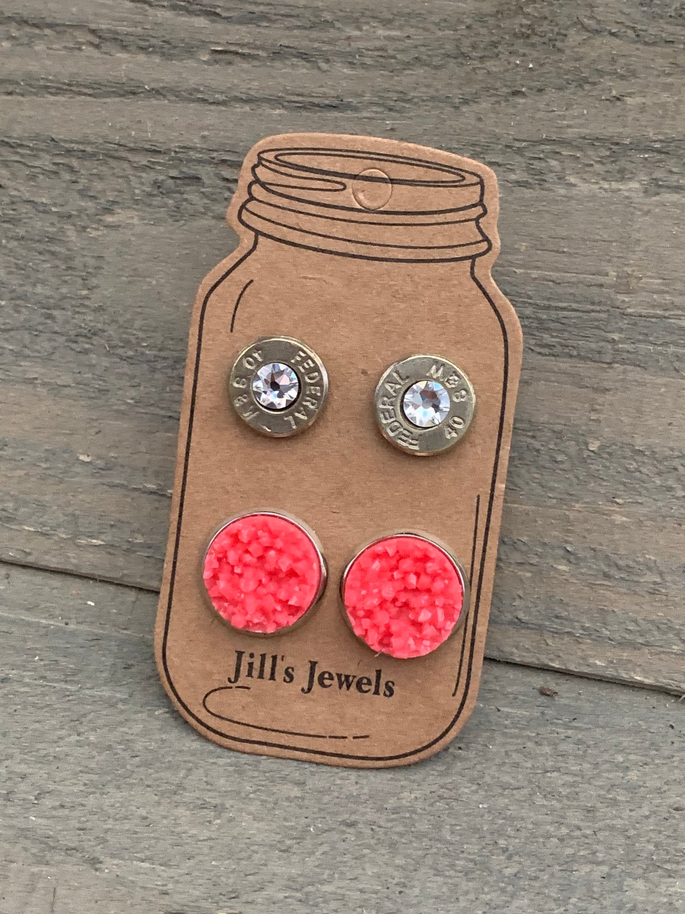 Coral Orange 40 Caliber bullet earring set - Jill's Jewels | Unique, Handcrafted, Trendy, And Fun Jewelry