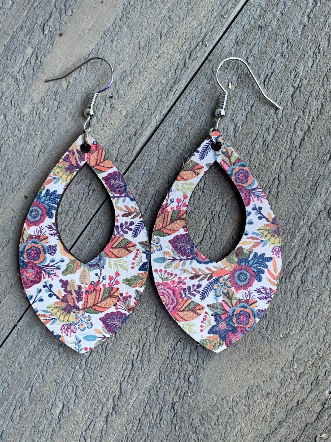 Fall Floral Cork Teardrop Earring - Jill's Jewels | Unique, Handcrafted, Trendy, And Fun Jewelry