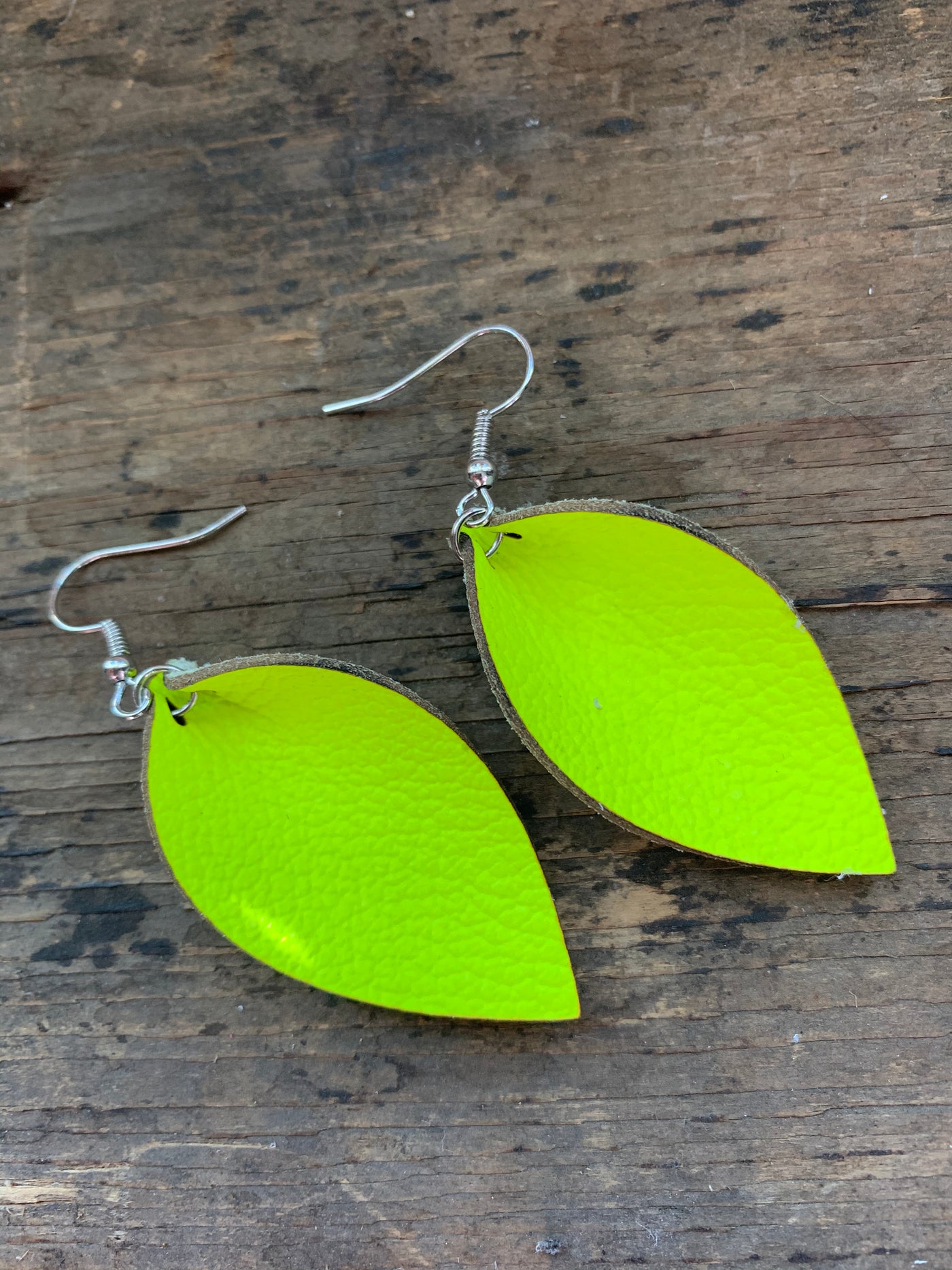 Neon Yellow Leather Earrings - Jill's Jewels | Unique, Handcrafted, Trendy, And Fun Jewelry