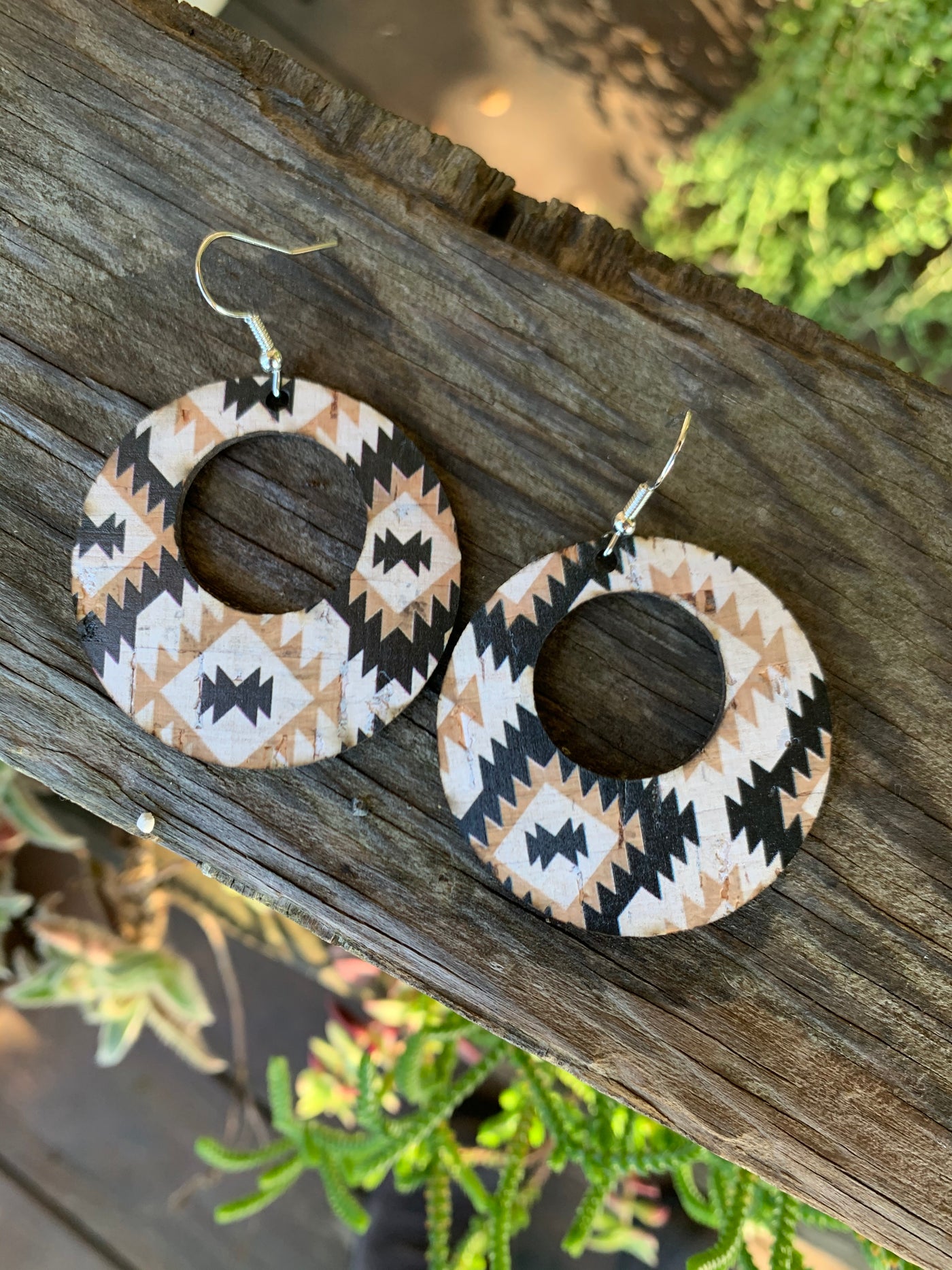 Black and Tan Aztec Hoop Earring - Jill's Jewels | Unique, Handcrafted, Trendy, And Fun Jewelry