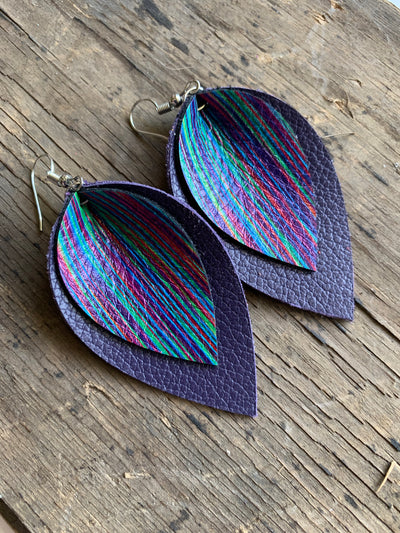 Purple and Rainbow Leather Earrings - Jill's Jewels | Unique, Handcrafted, Trendy, And Fun Jewelry