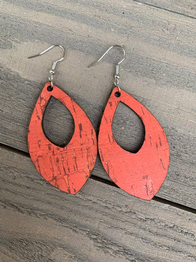 Coral Cork Teardrop Earring - Jill's Jewels | Unique, Handcrafted, Trendy, And Fun Jewelry