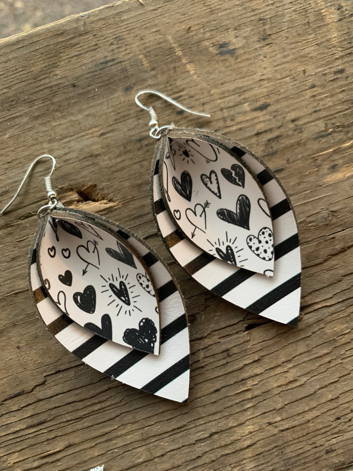 Black and White Heart Earrings - Jill's Jewels | Unique, Handcrafted, Trendy, And Fun Jewelry