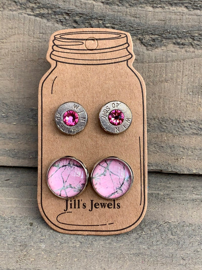 Pink Camo 40 Caliber bullet earring set - Jill's Jewels | Unique, Handcrafted, Trendy, And Fun Jewelry