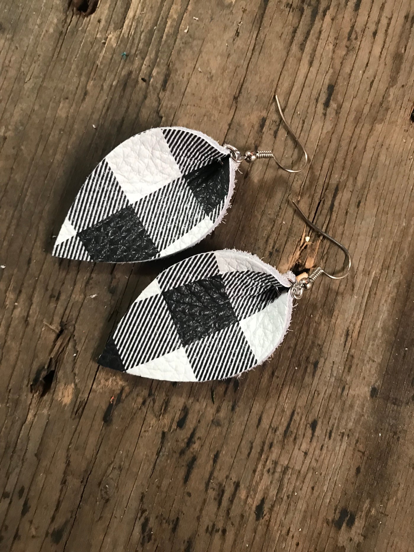 Black and White Buffalo Plaid Earrings - Jill's Jewels | Unique, Handcrafted, Trendy, And Fun Jewelry