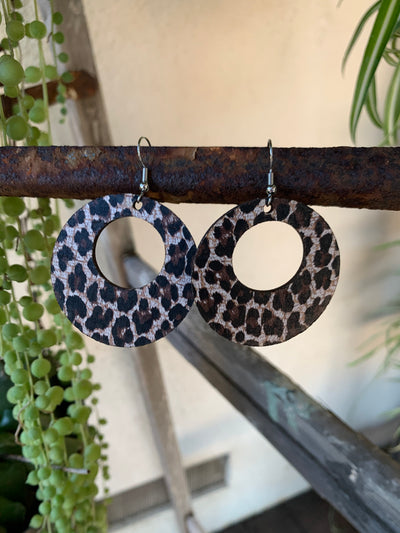 Leopard Print Cork Hoop Earring - Jill's Jewels | Unique, Handcrafted, Trendy, And Fun Jewelry