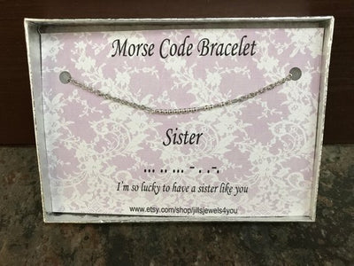 Morse Code Bracelet- Sister - Jill's Jewels | Unique, Handcrafted, Trendy, And Fun Jewelry