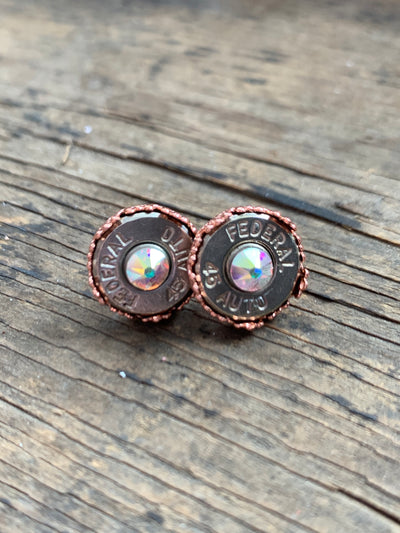 Rose Gold Crown 45 Auto Bullet Earrings - Jill's Jewels | Unique, Handcrafted, Trendy, And Fun Jewelry