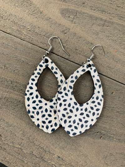 Black and White Dot Cork Teardrop Earring - Jill's Jewels | Unique, Handcrafted, Trendy, And Fun Jewelry