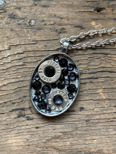 Grey and Black and Oval Bullet necklace - Jill's Jewels | Unique, Handcrafted, Trendy, And Fun Jewelry
