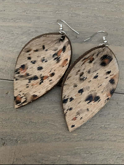 Leopard acid wash hair on leather earrings - Jill's Jewels | Unique, Handcrafted, Trendy, And Fun Jewelry
