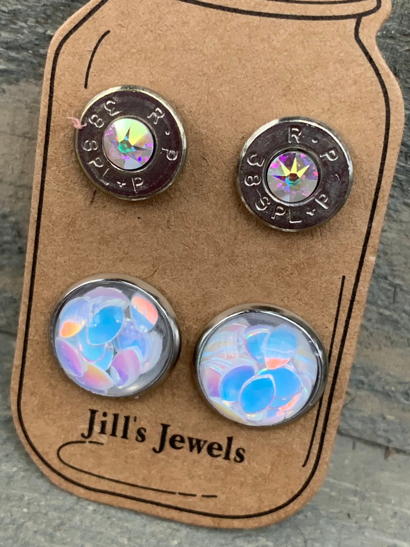 AB Confetti 38 Caliber bullet earring set - Jill's Jewels | Unique, Handcrafted, Trendy, And Fun Jewelry