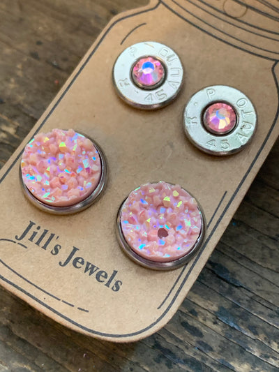 Pink AB 45 Auto bullet earring set - Jill's Jewels | Unique, Handcrafted, Trendy, And Fun Jewelry