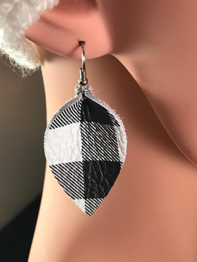 Black and White Buffalo Plaid Earrings - Jill's Jewels | Unique, Handcrafted, Trendy, And Fun Jewelry