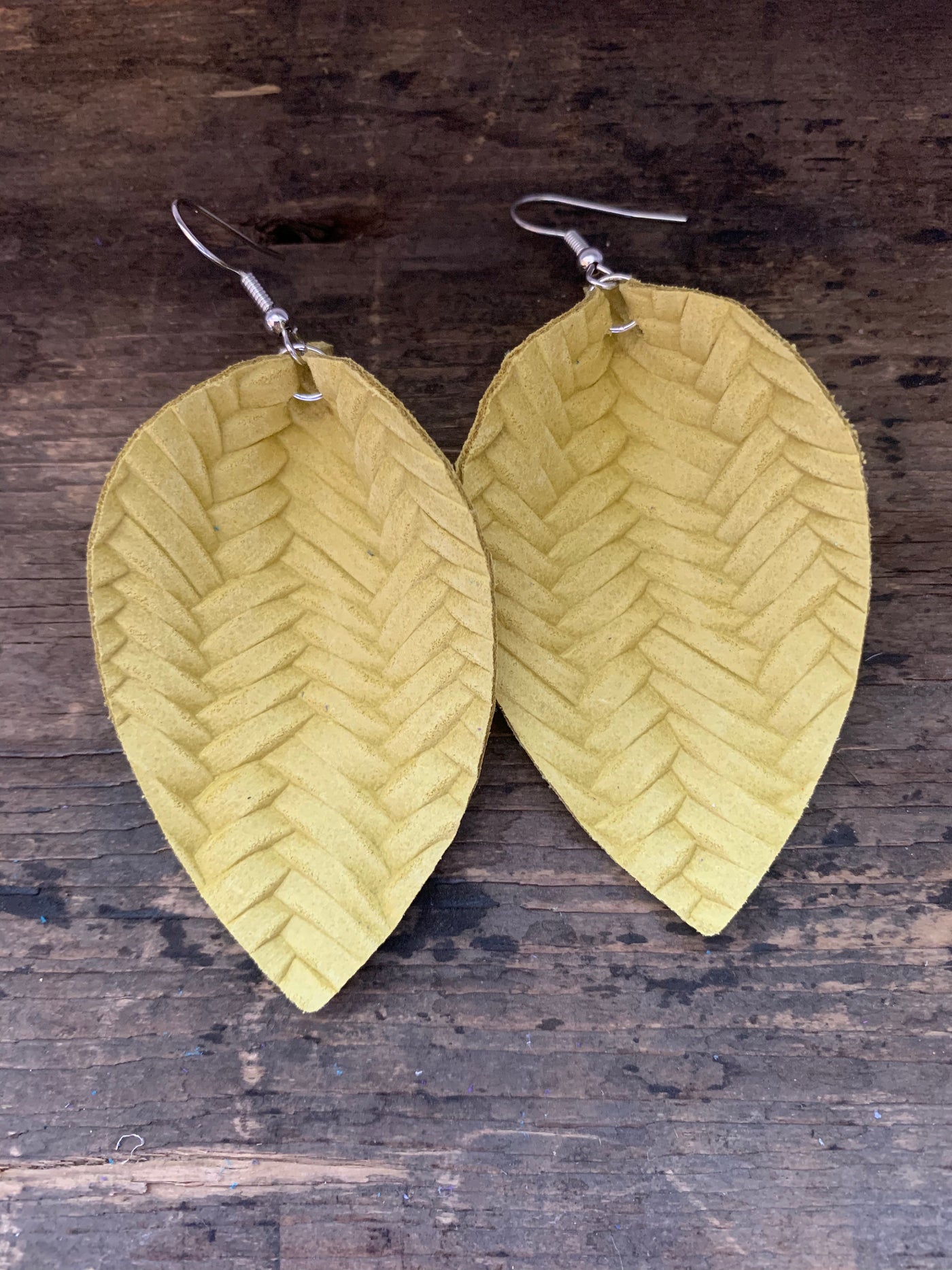 Yellow Braided Leather Earrings - Jill's Jewels | Unique, Handcrafted, Trendy, And Fun Jewelry