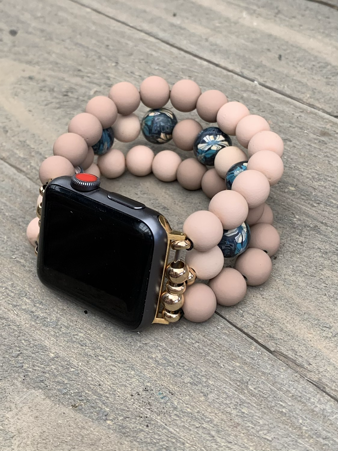 Rose Polymer Clay Beaded Stretch Smart Watch Band - Jill's Jewels | Unique, Handcrafted, Trendy, And Fun Jewelry