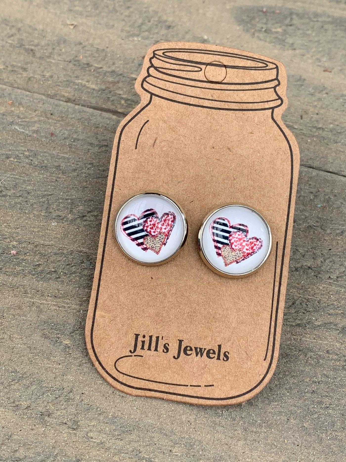 Leopard Stripe Heart Stud Earrings - Jill's Jewels | Unique, Handcrafted, Trendy, And Fun Jewelry