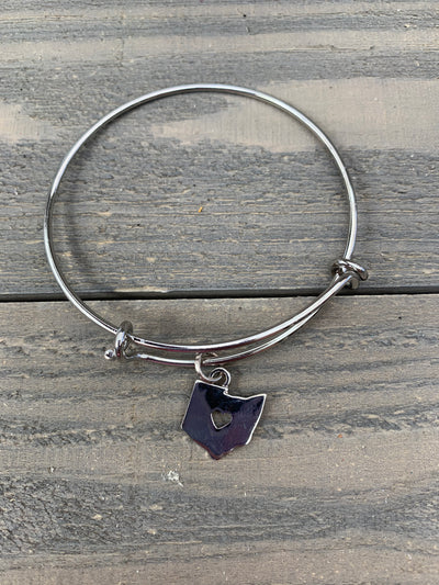 Ohio Heart Cutout Bangle Bracelet - Jill's Jewels | Unique, Handcrafted, Trendy, And Fun Jewelry