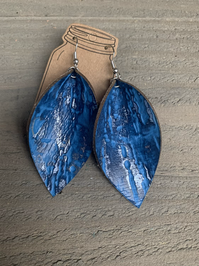 Royal Blue Wildwood Leather Earrings - Jill's Jewels | Unique, Handcrafted, Trendy, And Fun Jewelry