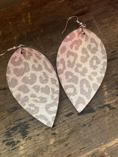 Neutral Leopard Print Leather Earrings - Jill's Jewels | Unique, Handcrafted, Trendy, And Fun Jewelry