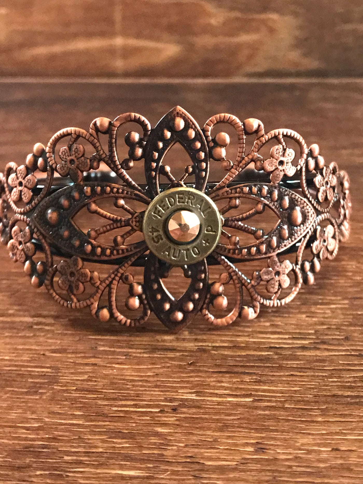 Antique Copper Cuff with 45 Bullet - Jill's Jewels | Unique, Handcrafted, Trendy, And Fun Jewelry