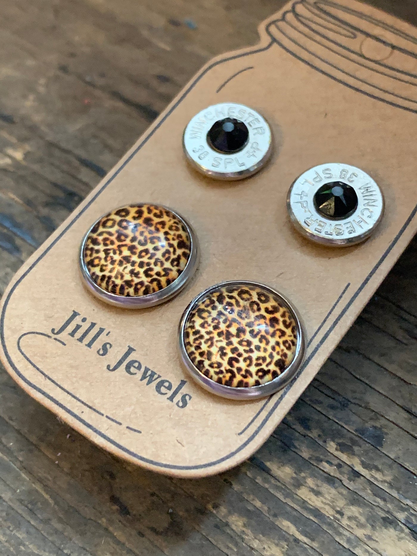 Leopard Print and 38 Special bullet earring set - Jill's Jewels | Unique, Handcrafted, Trendy, And Fun Jewelry