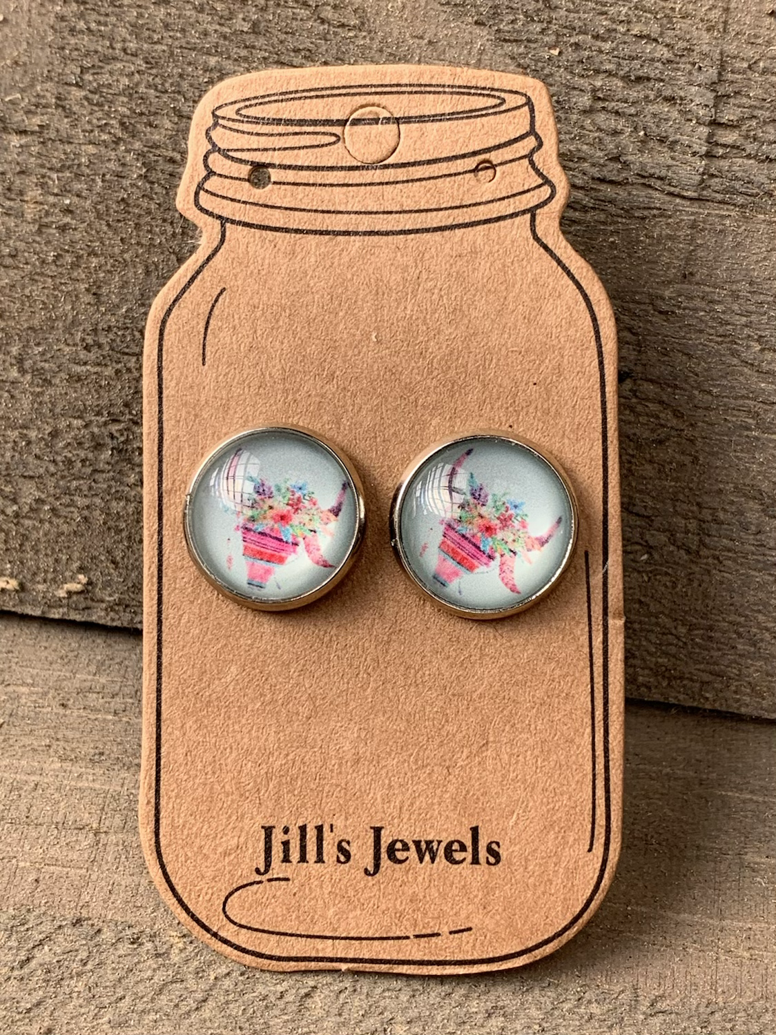 Teal Pink Serape Bull Stud Earrings - Jill's Jewels | Unique, Handcrafted, Trendy, And Fun Jewelry