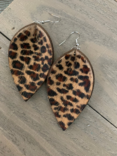 Leopard hair on leather earring - Jill's Jewels | Unique, Handcrafted, Trendy, And Fun Jewelry