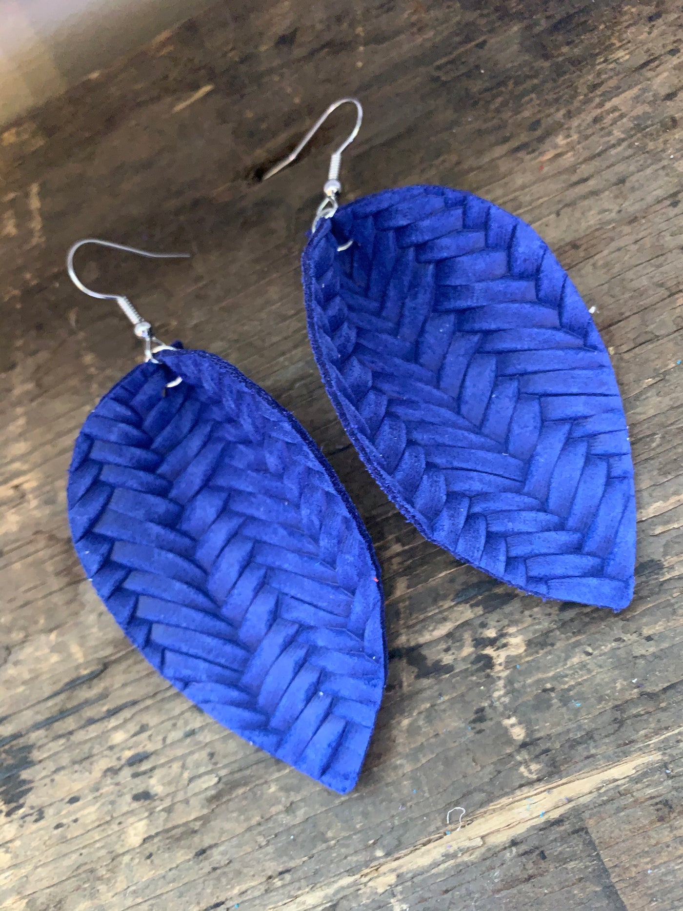 Lapis Blue Braided Leather Earrings - Jill's Jewels | Unique, Handcrafted, Trendy, And Fun Jewelry