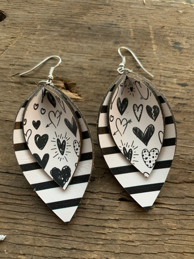 Black and White Heart Earrings - Jill's Jewels | Unique, Handcrafted, Trendy, And Fun Jewelry
