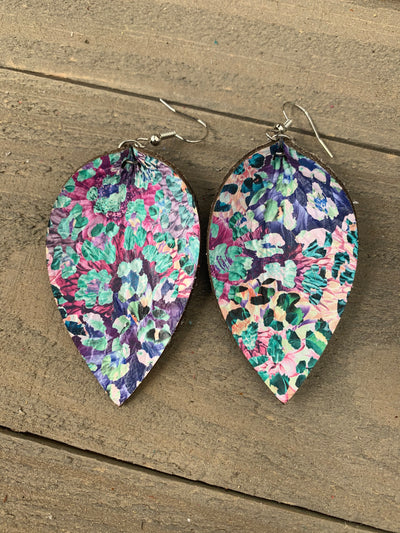 Multi colored Leopard Leather Earrings - Jill's Jewels | Unique, Handcrafted, Trendy, And Fun Jewelry