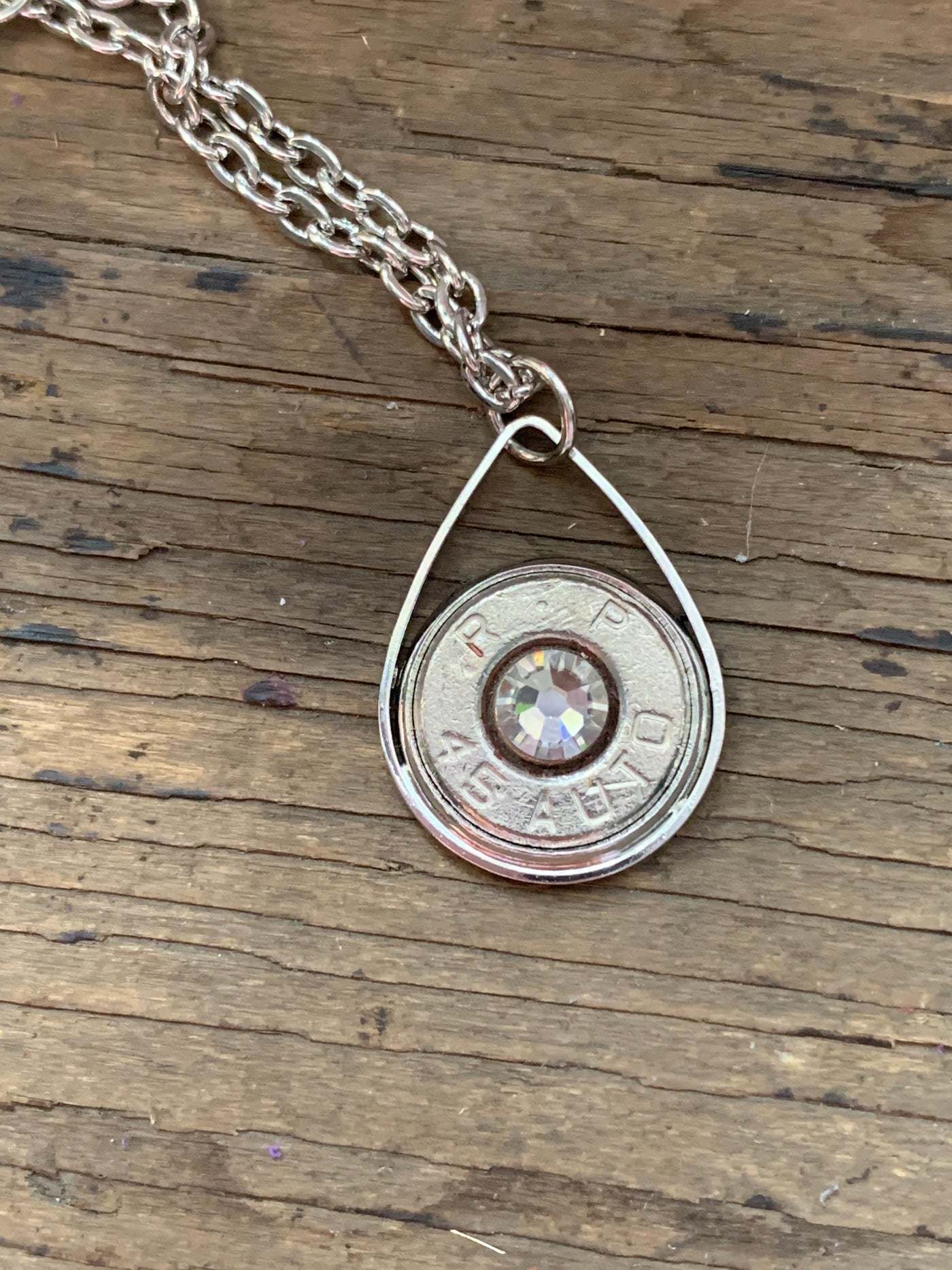 Silver 45 Auto Bullet teardrop Necklace - Jill's Jewels | Unique, Handcrafted, Trendy, And Fun Jewelry