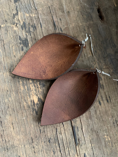 Rustic Nubuck Brown Leather Earrings - Jill's Jewels | Unique, Handcrafted, Trendy, And Fun Jewelry