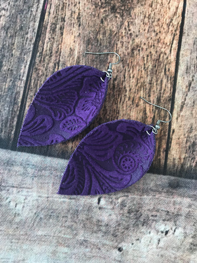 Purple Paisley Suede Earrings - Jill's Jewels | Unique, Handcrafted, Trendy, And Fun Jewelry