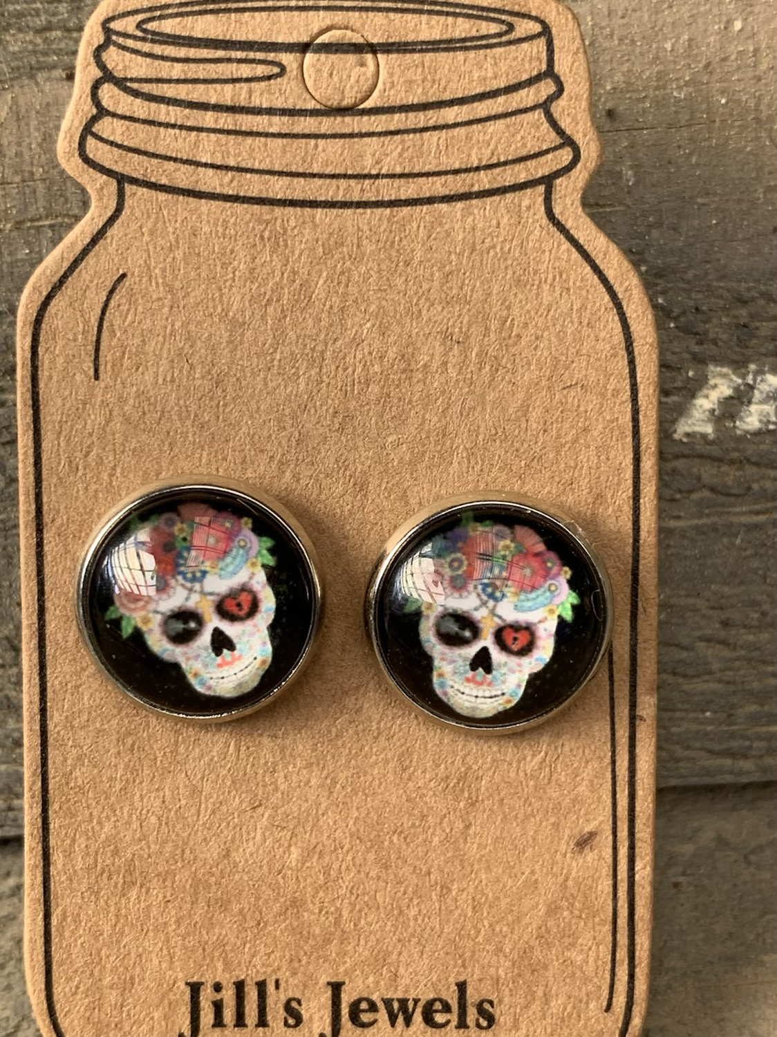Sugar Skull Stud Earrings - Jill's Jewels | Unique, Handcrafted, Trendy, And Fun Jewelry