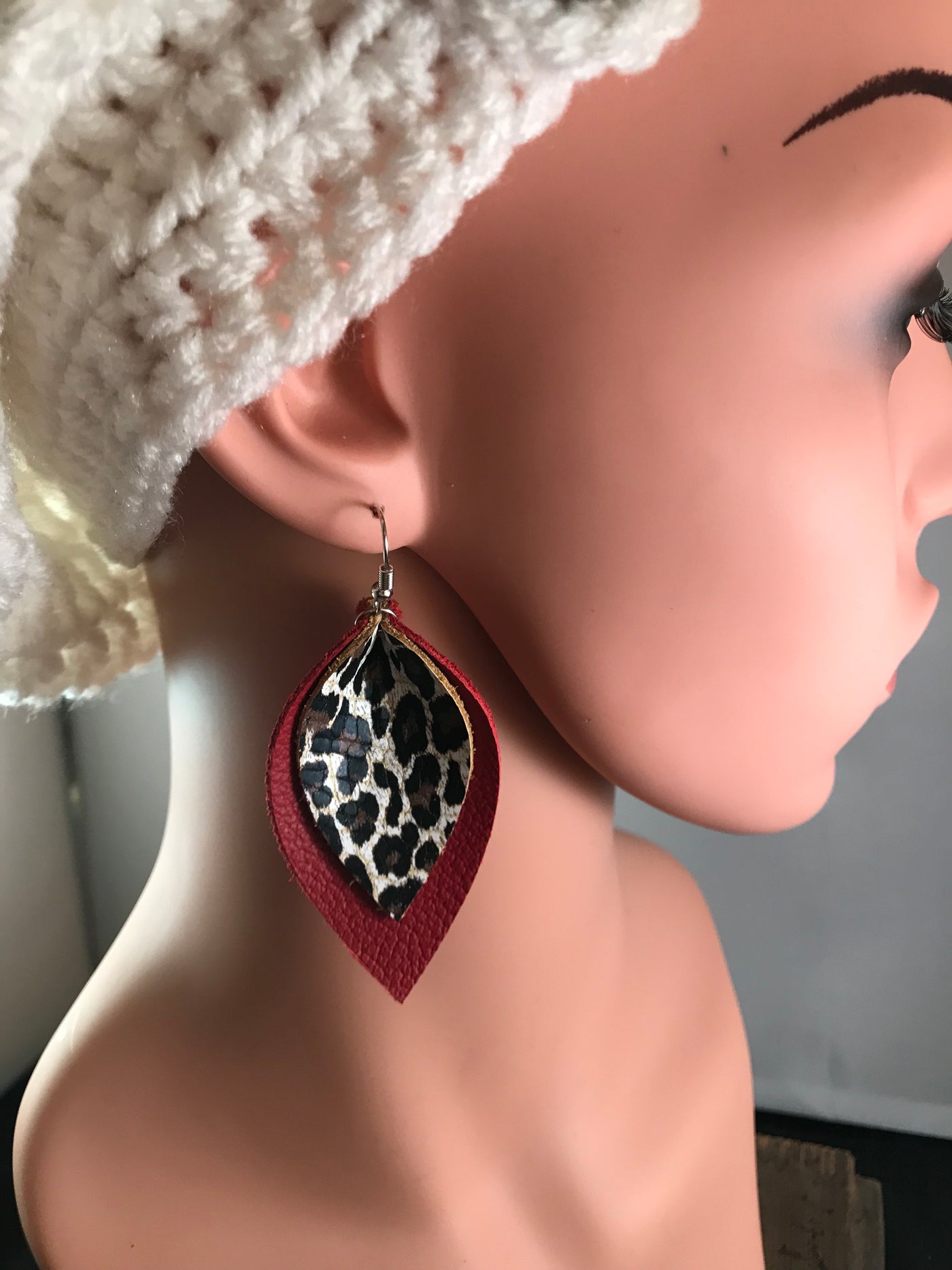 Red and Leopard Leather Earrings - Jill's Jewels | Unique, Handcrafted, Trendy, And Fun Jewelry
