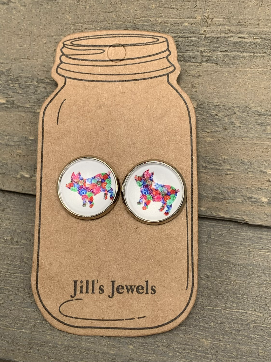 Floral Pig Stud Earrings - Jill's Jewels | Unique, Handcrafted, Trendy, And Fun Jewelry
