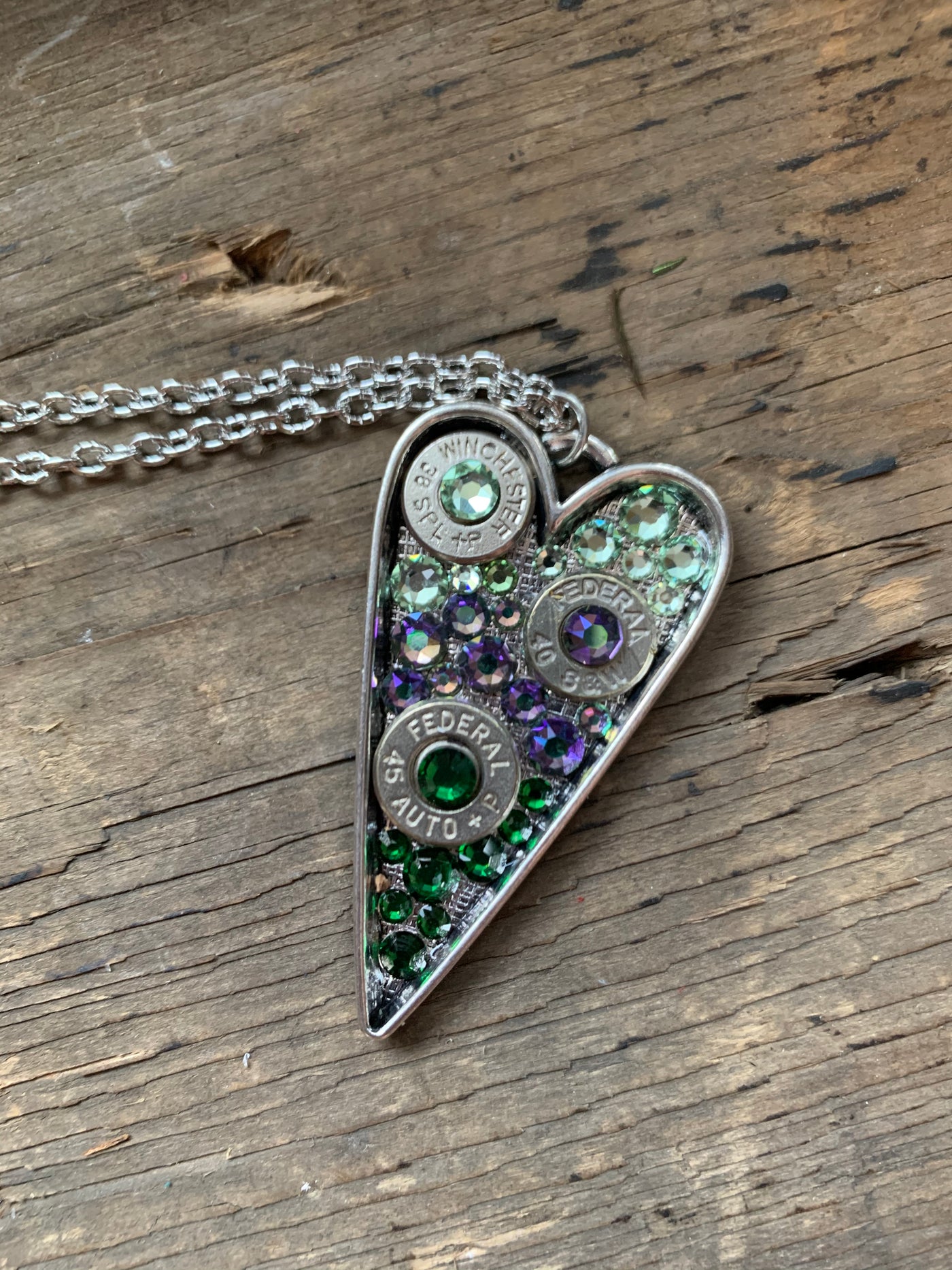 Spring Green and Purple Heart Bullet Necklace - Jill's Jewels | Unique, Handcrafted, Trendy, And Fun Jewelry