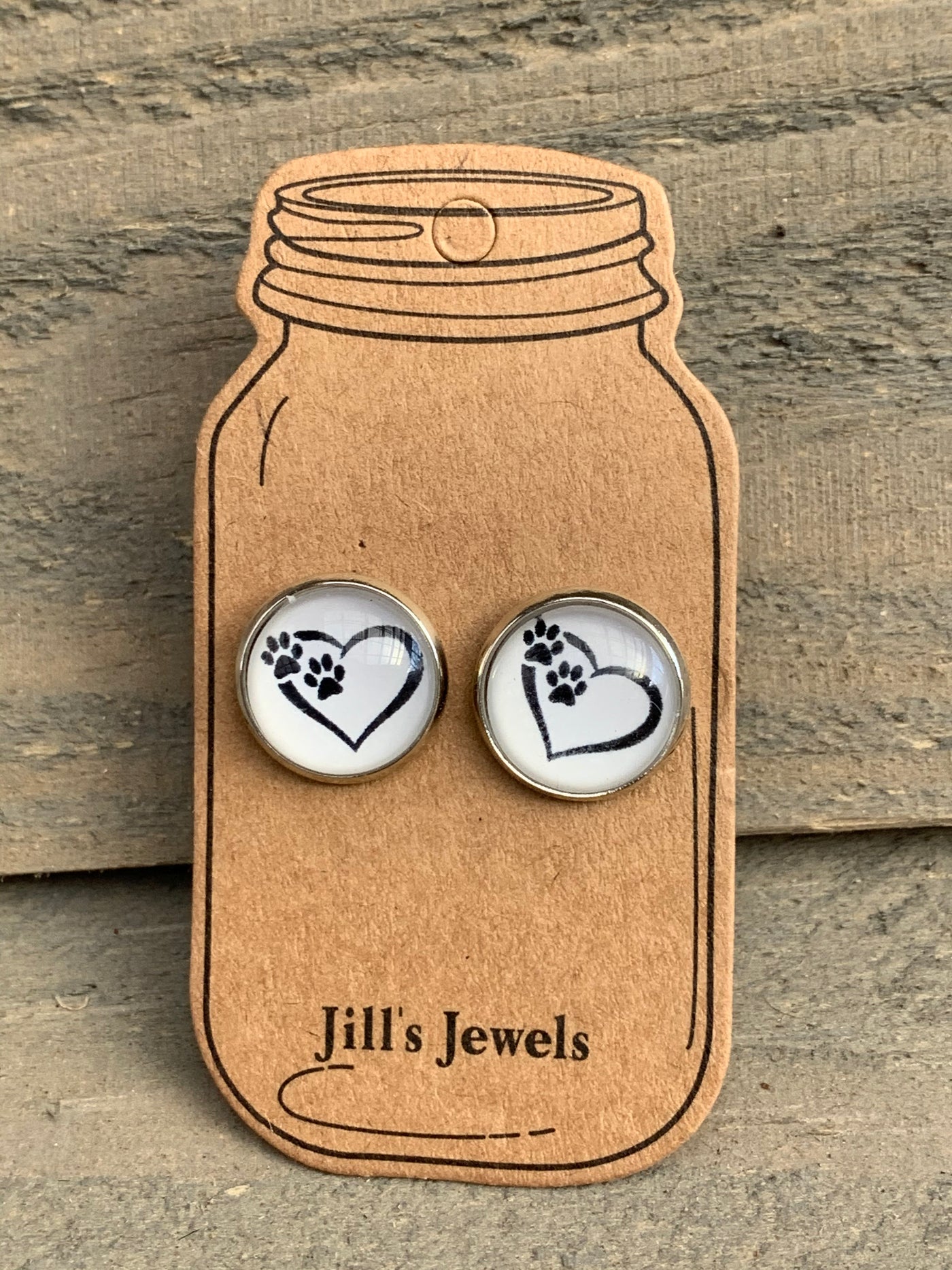 Paw Heart Stud Earrings - Jill's Jewels | Unique, Handcrafted, Trendy, And Fun Jewelry