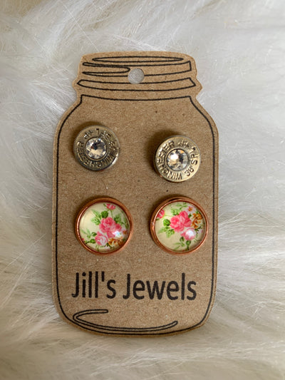 Rose gold floral and 38 special Earring Set - Jill's Jewels | Unique, Handcrafted, Trendy, And Fun Jewelry