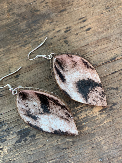 Snow Leopard Wash Hair On Leather Earrings - Jill's Jewels | Unique, Handcrafted, Trendy, And Fun Jewelry