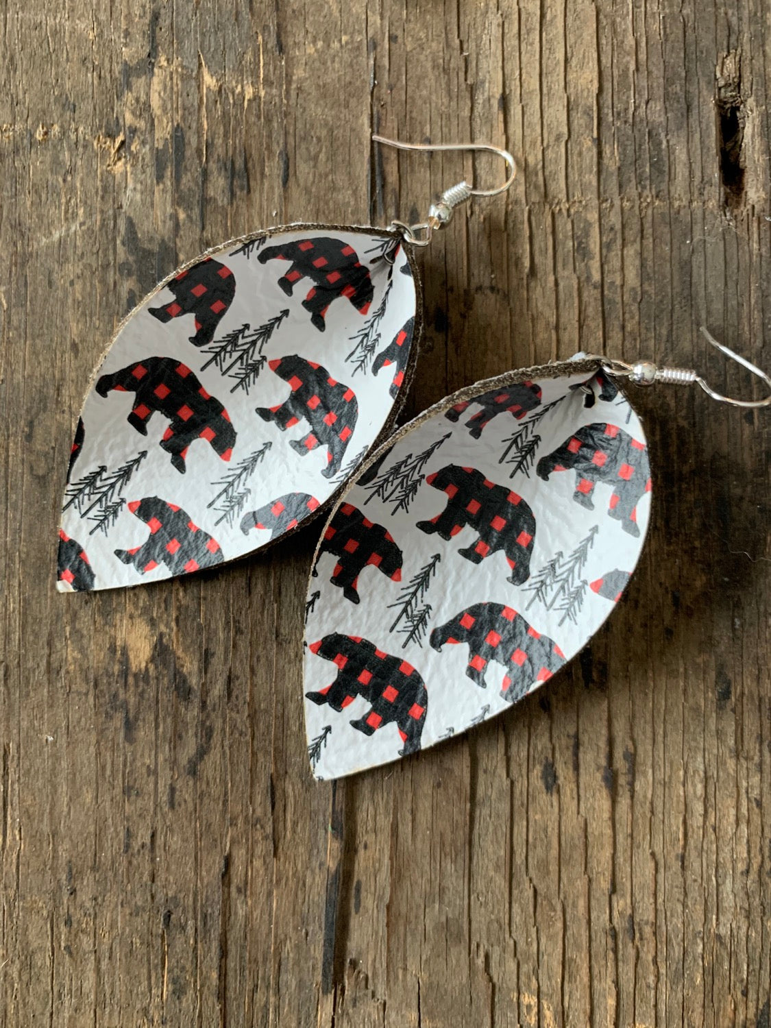 Buffalo Check Plaid Bear Earrings - Jill's Jewels | Unique, Handcrafted, Trendy, And Fun Jewelry