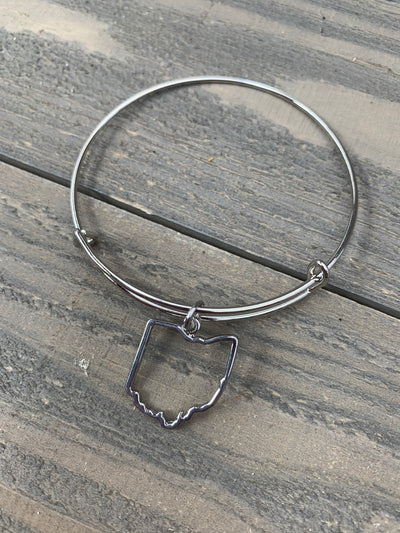 Silver Ohio Cutout Bangle Bracelet - Jill's Jewels | Unique, Handcrafted, Trendy, And Fun Jewelry