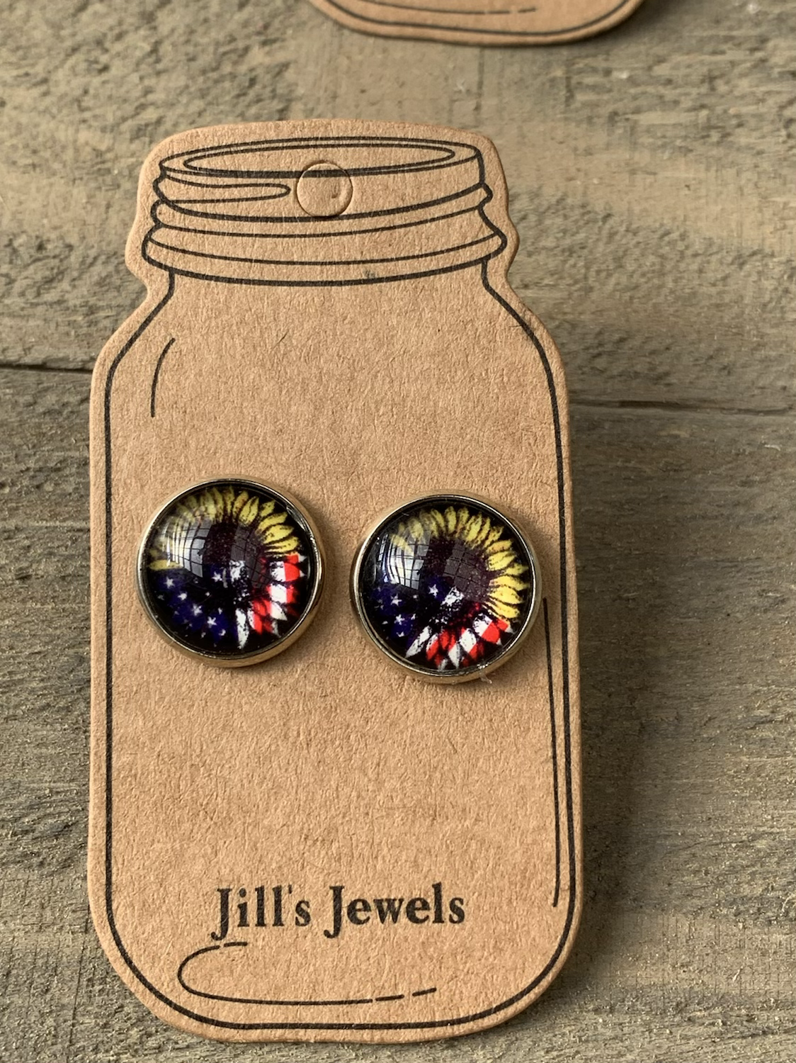 USA Sunflower Stud Earrings - Jill's Jewels | Unique, Handcrafted, Trendy, And Fun Jewelry
