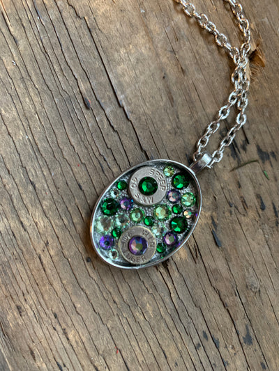 Green and Purple Oval Bullet necklace - Jill's Jewels | Unique, Handcrafted, Trendy, And Fun Jewelry