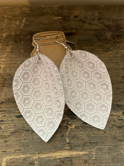 Cream Honeycomb Leather Earrings - Jill's Jewels | Unique, Handcrafted, Trendy, And Fun Jewelry