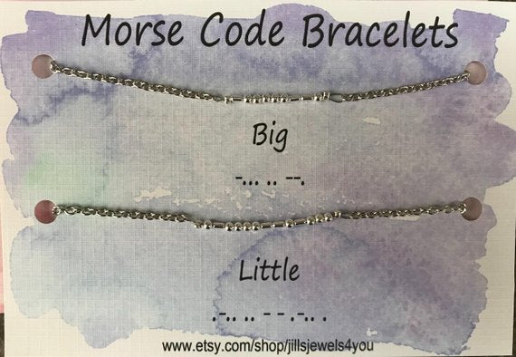 Morse Code Bracelet- Big Little Set - Jill's Jewels | Unique, Handcrafted, Trendy, And Fun Jewelry