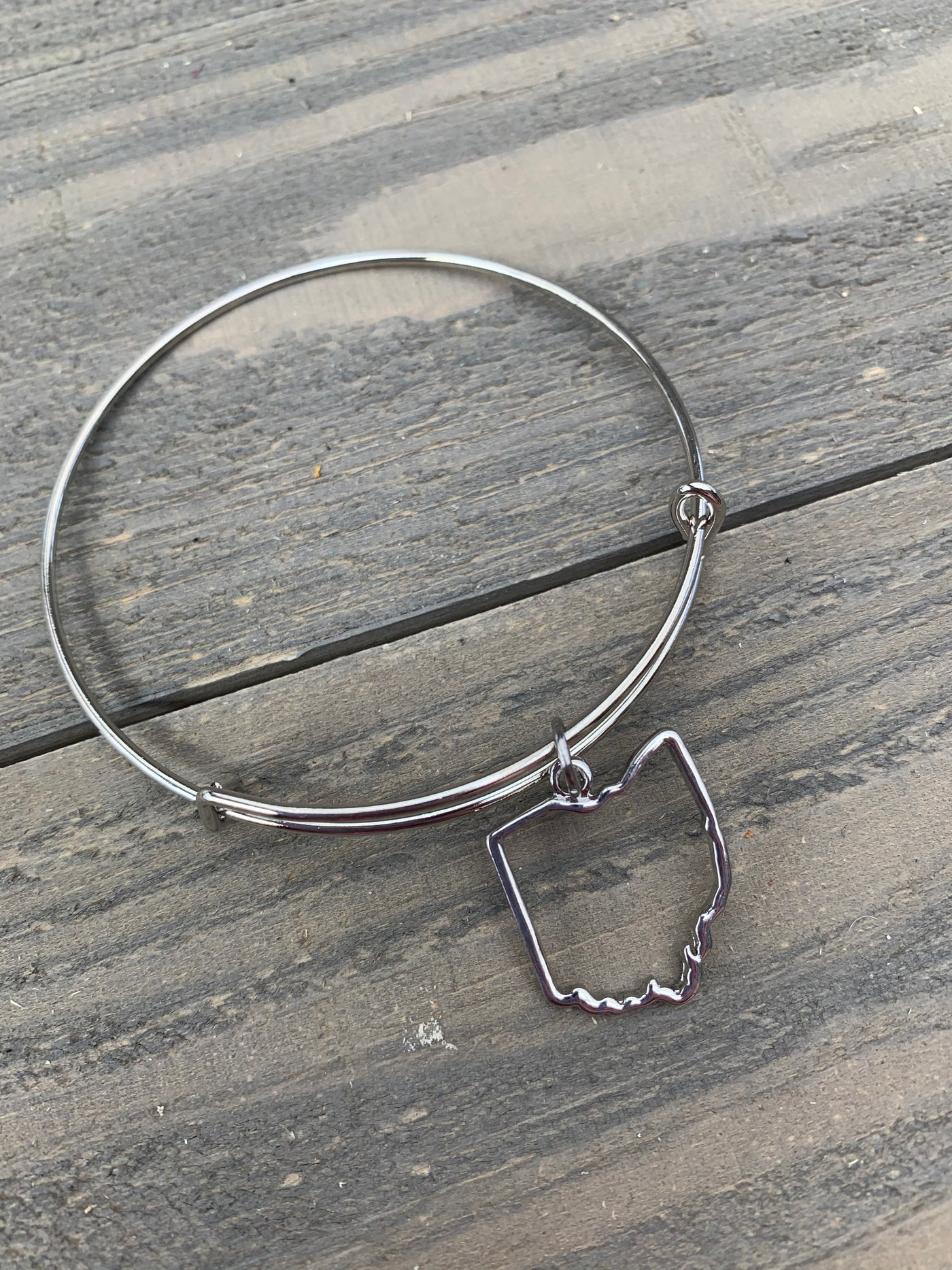 Silver Ohio Cutout Bangle Bracelet - Jill's Jewels | Unique, Handcrafted, Trendy, And Fun Jewelry